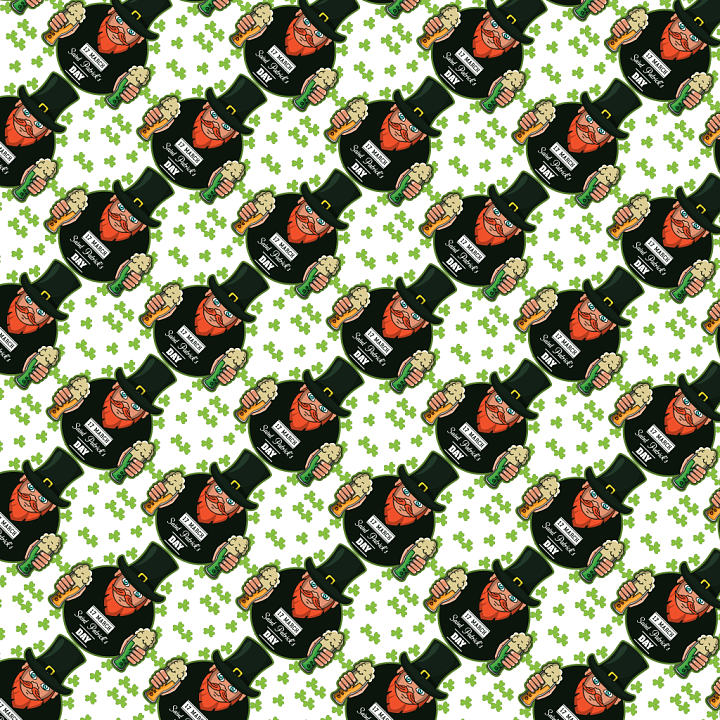 Featuring Colorful St Patrick's Leprechaun Pattern seamless PBR texture preview