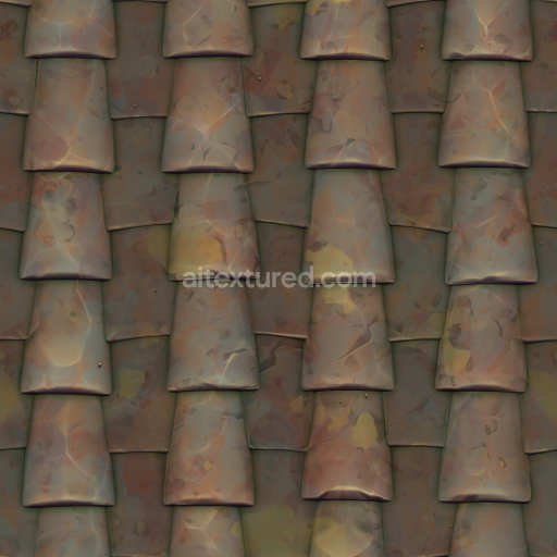 Stylized Handpainted Painterly Roof Terracotta Tiles — Seamless PBR Texture