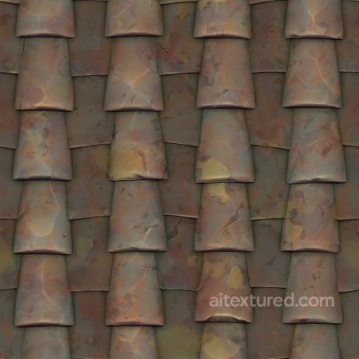Stylized Handpainted Painterly Roof Terracotta Tiles - Seamless PBR Texture seamless Roofing PBR texture