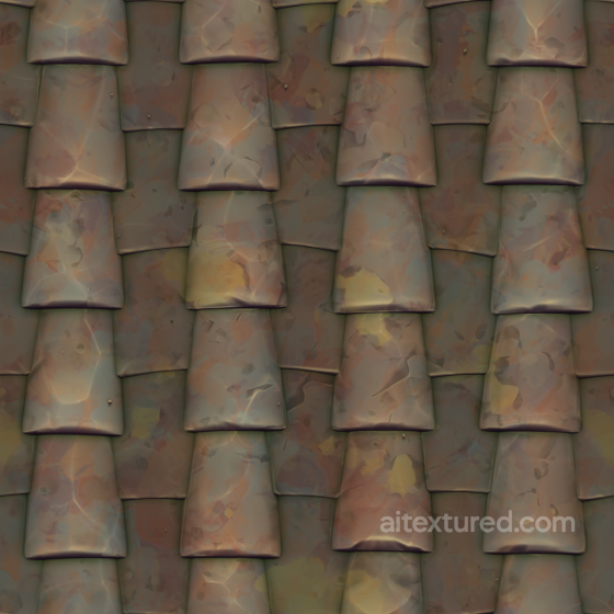 Stylized Handpainted Painterly Roof Terracotta Tiles - Seamless PBR Texture Roofing texture preview