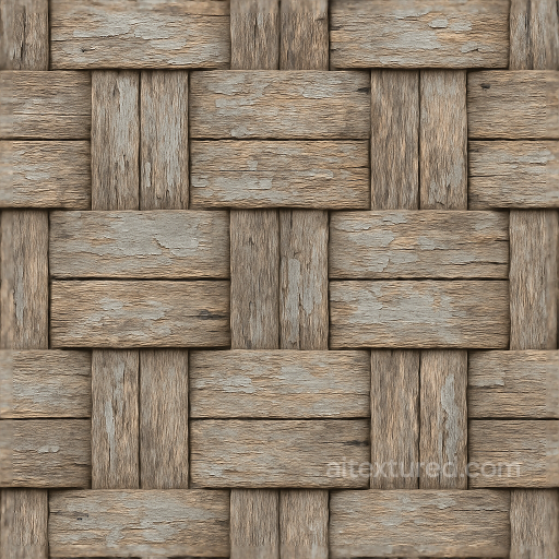 Woven Fence With Rough Wood And Weathered Paint Surfaces seamless Fences PBR texture