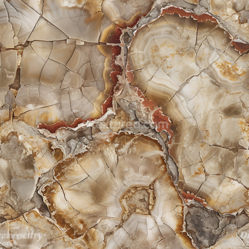 Seamless 3D polished agate stone PBR texture with natural cracks and rich brown tones