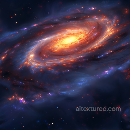 of a Glowing Spiral Galaxy with Nebula Clouds seamless Star, space, planets PBR texture