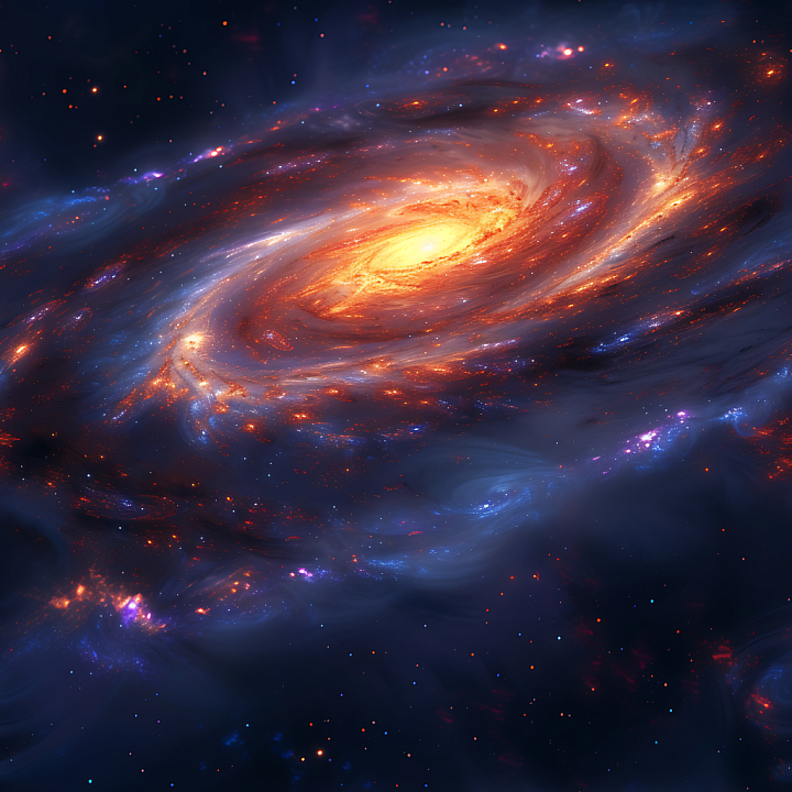 of a Glowing Spiral Galaxy with Nebula Clouds seamless PBR texture preview