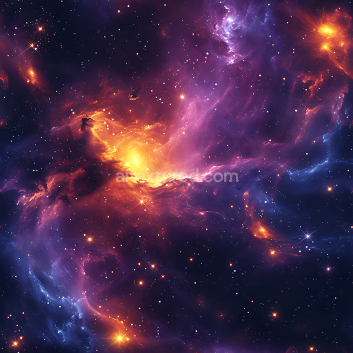 Seamless 3D Space PBR Texture Featuring Vibrant Nebula and Galaxy Clouds