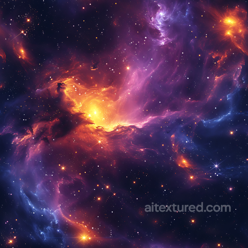 Space PBR Texture Featuring Vibrant Nebula and Galaxy Clouds seamless Star, space, planets PBR texture