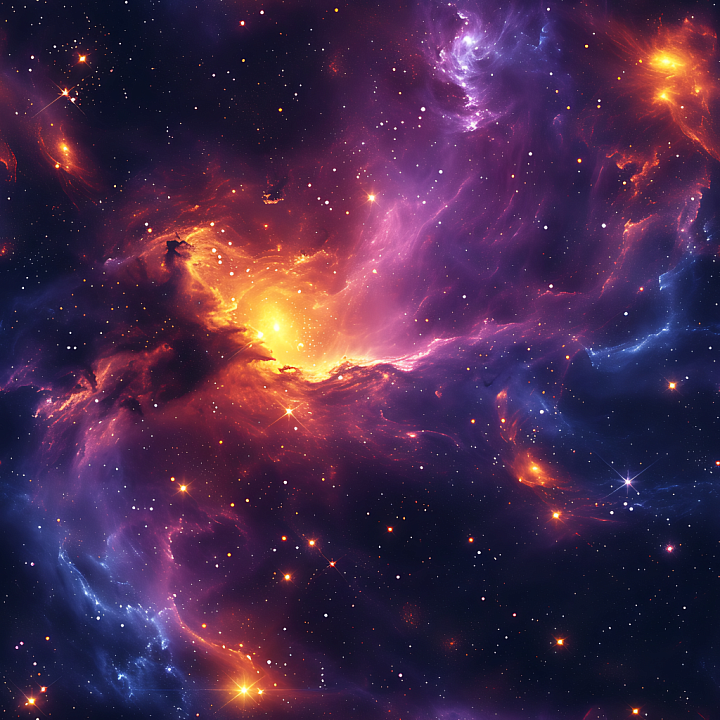 Space Featuring Vibrant Nebula and Galaxy Clouds seamless PBR texture preview