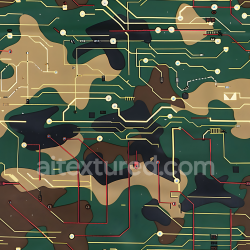 seamless Seamless 3D Techno Woodland Camouflage PBR Texture with Circuit Pattern Overlay texture 8k free download PBR