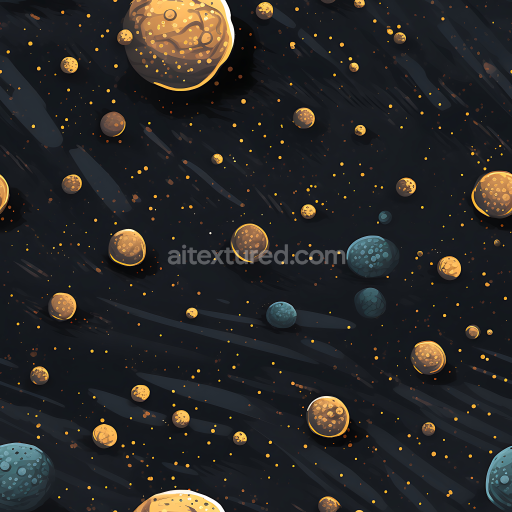 Seamless 3D Stylized Cosmic Rock Field PBR Texture with Dark Space Background