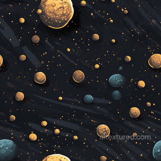 Stylized Cosmic Rock Field PBR Texture with Dark Space Background Star, space, planets texture preview