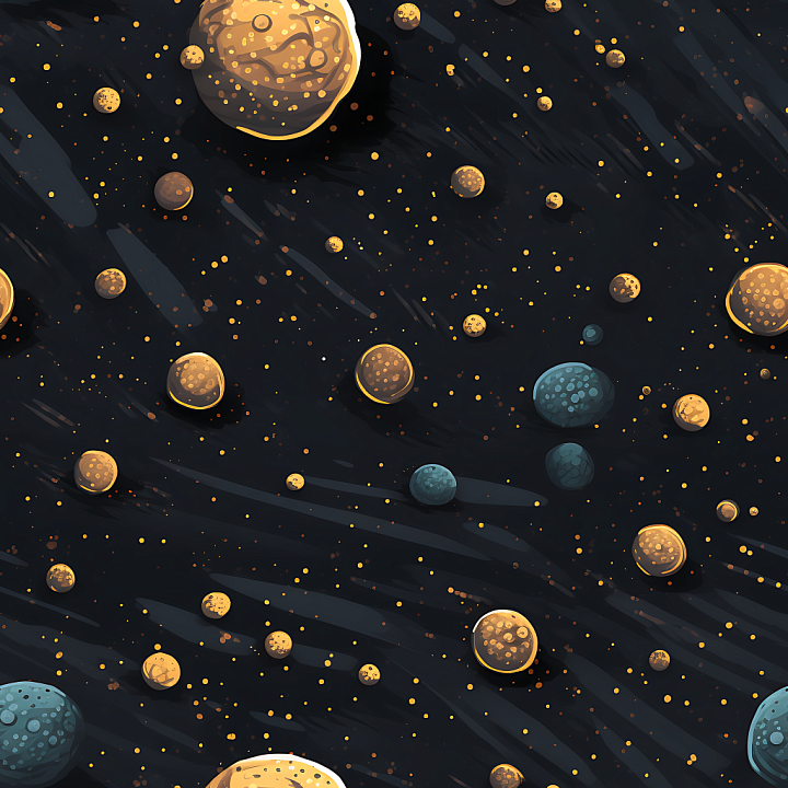 Stylized Cosmic Rock Field with Dark Space Background seamless PBR texture preview
