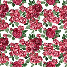 Seamless 3D Pattern PBR Texture with Watercolor Rose Bouquet Motifs texture preview