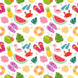Pattern Bundle - Seamless 3D PBR Texture Featuring Colorful Summer Motifs Pattern texture preview