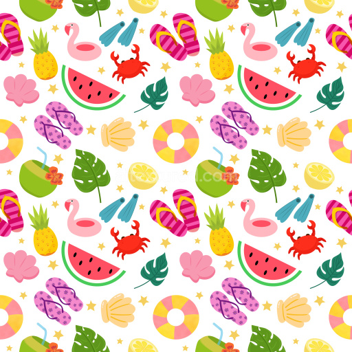 Pattern Bundle - Seamless 3D PBR Texture Featuring Colorful Summer Motifs Pattern texture preview