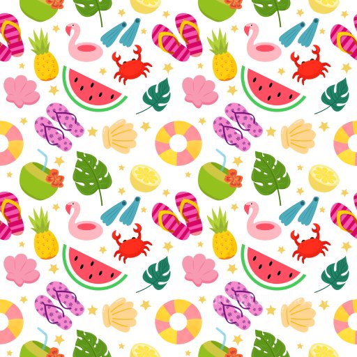 Featuring Colorful Summer Motifs Pattern seamless Pattern Bundle PBR texture