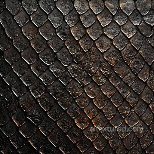 Reptilian Skin PBR Texture Featuring Dark Toned Detailed Scales seamless Skin PBR texture