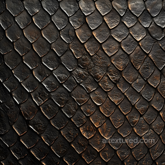 Reptilian Skin PBR Texture Featuring Dark Toned Detailed Scales Skin texture preview