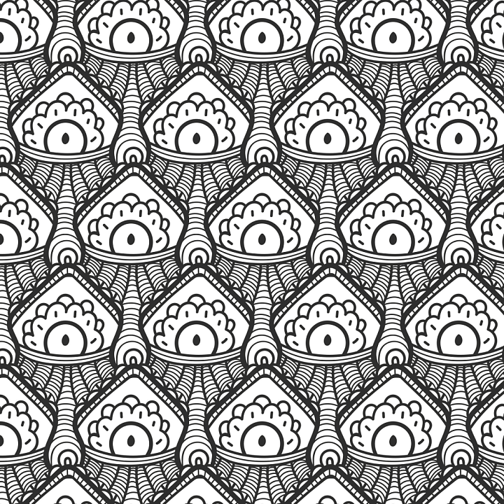 White & Black of Intricate Black and White Ornamental Pattern seamless PBR texture preview