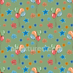 seamless Seamless 3D PBR Watercolor Birthday Fabric Texture with Balloons and Stars texture 8k free download PBR