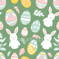 seamless Seamless 3D PBR Texture featuring Pastel Easter Eggs & Bunny Pattern texture 8k free download PBR
