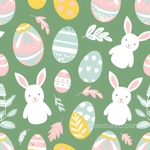 featuring Pastel Easter Eggs & Bunny Pattern seamless All Easter Digital paper PBR texture