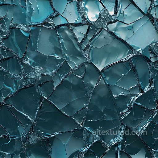 Cracked and Broken Glass PBR Texture with Blue Tint and Jagged Fractures seamless Cracked & Holes PBR texture