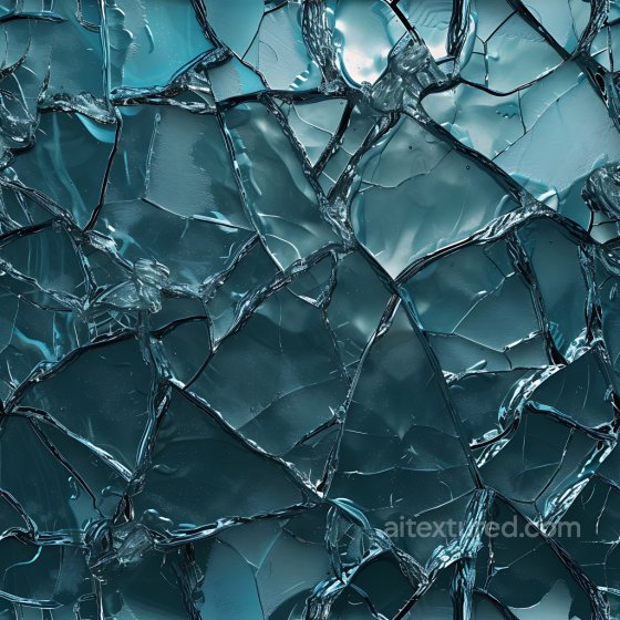 Cracked and Broken Glass PBR Texture with Blue Tint and Jagged Fractures Cracked & Holes texture preview