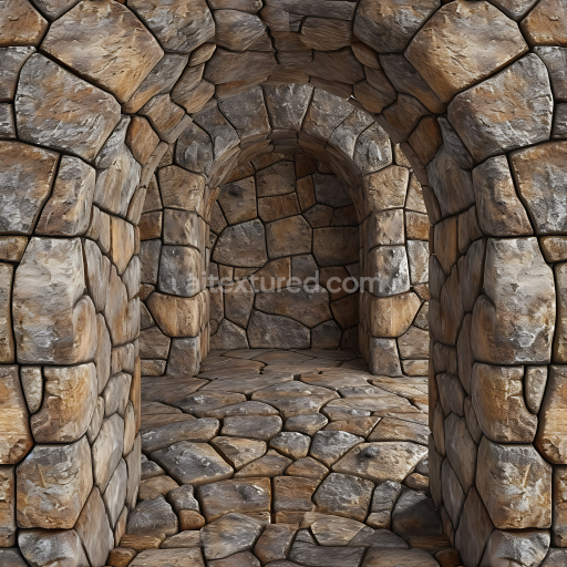 Seamless Weathered Stone Wall 3D PBR Texture with Rough, Aged Surface and Earthy Tones