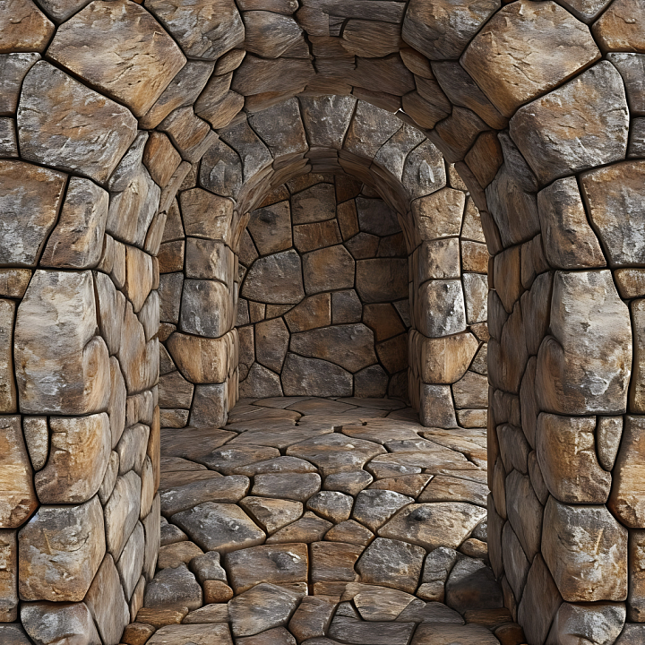 Weathered Stone Wall with Rough, Aged Surface and Earthy Tones seamless PBR texture preview