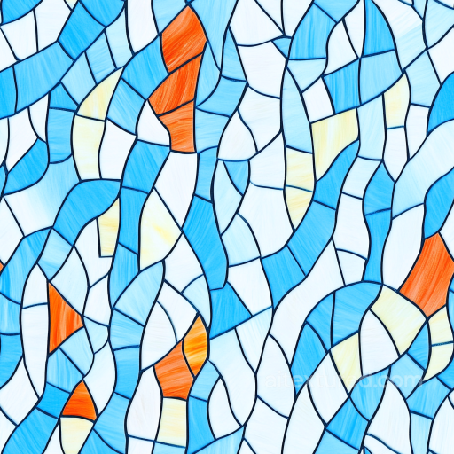 Mosaic PBR Texture Featuring Blue and Orange Stained Glass Tiles seamless Mosaic PBR texture
