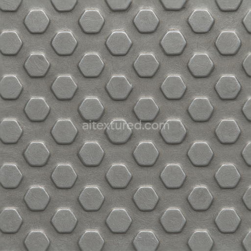 Seamless 3d texture pbr 8k tactile plate hexagonal bumps on stainless steel sheet