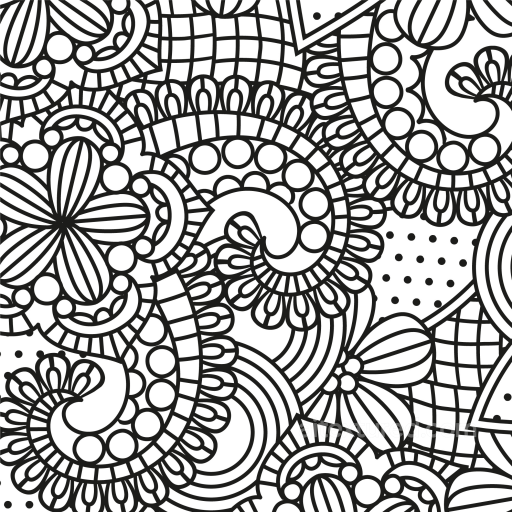 Featuring Black and White Ornamental Floral Paisley Pattern seamless White & Black PBR texture