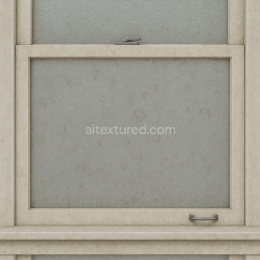 Seamless 8k PBR 3d texture of double hung window with textured glass and window dust layer accumulation