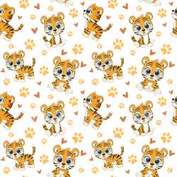 Pattern Bundle - Seamless 3D Pattern PBR Texture with Adorable Cartoon Tiger Cubs and Playful Motifs texture preview