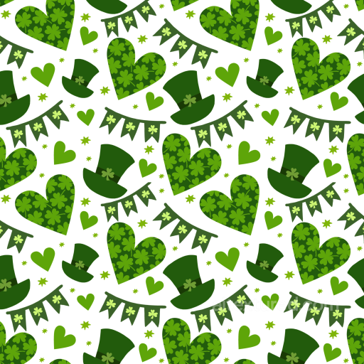St Patrick Digital Paper Texture with Shamrocks and Festive Green Icons seamless St patrick digital paper bundle PBR texture