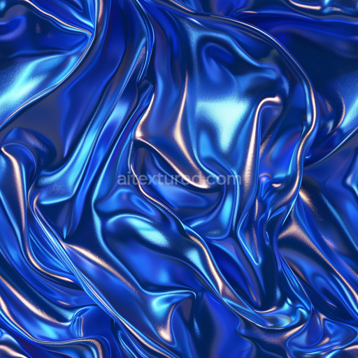 Seamless 3D PBR Texture of Glossy Blue Satin with Smooth Reflective Folds