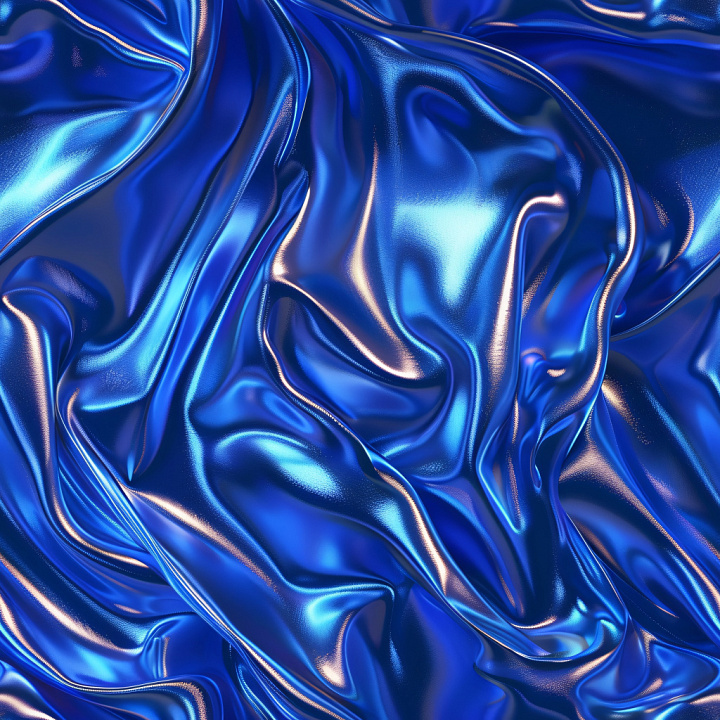 Glossy Blue Satin with Smooth Reflective Folds seamless PBR texture preview