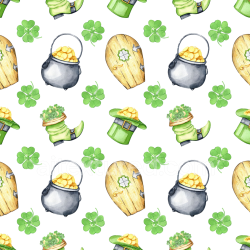 seamless Seamless 3D PBR Texture Featuring St Patrick Symbols in Watercolor Style texture 8k free download PBR