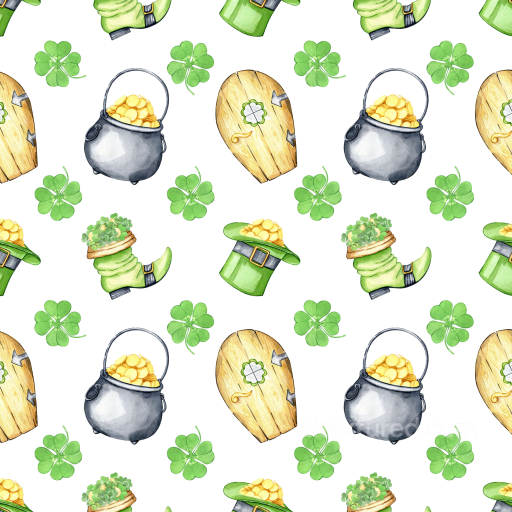 Featuring St Patrick Symbols in Watercolor Style seamless St patrick digital paper bundle PBR texture