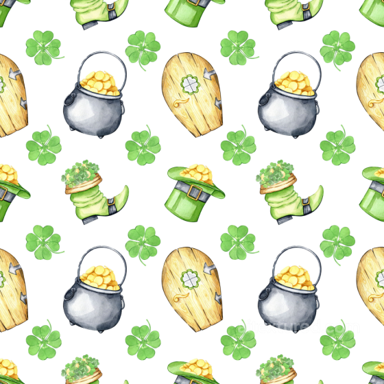 Featuring St Patrick Symbols in Watercolor Style St patrick digital paper bundle texture preview