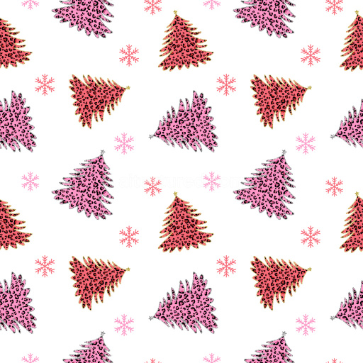 Pattern Bundle - Seamless 3D Pattern PBR Texture with Leopard Print Christmas Trees and Snowflakes texture preview