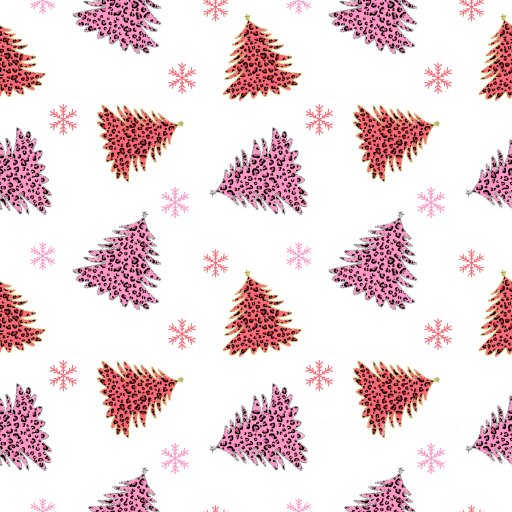 Pattern PBR Texture with Leopard Print Christmas Trees and Snowflakes seamless Pattern Bundle PBR texture