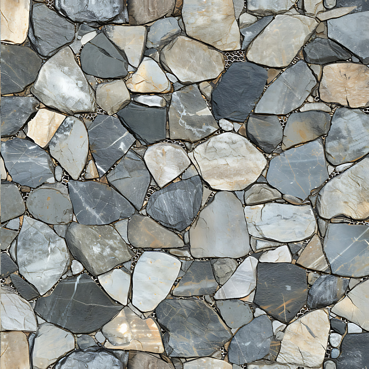 Slate Stone Wall with Natural Irregular Stones seamless PBR texture preview