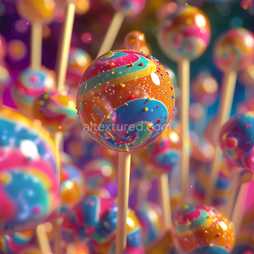 Seamless 3D Inflated PBR Texture of Glossy Multicolored Candy Surface with Sprinkles