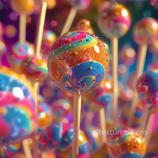 Inflated PBR Texture of Glossy Multicolored Candy Surface with Sprinkles seamless Inflated PBR texture