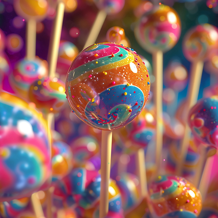 Inflated of Colorful Swirled Candy Balls seamless PBR texture preview