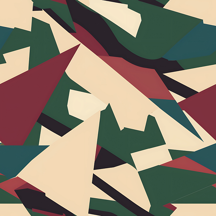 Stylized Geometric Camouflage with Earthy Tones seamless PBR texture preview