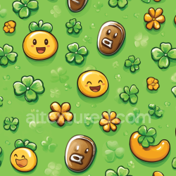 seamless Seamless 3D PBR Texture with Cartoon Clover and Smiling Gold Tokens texture 8k free download PBR