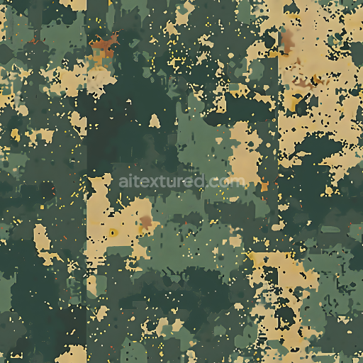 Preview — Seamless 3D PBR Woodland Digital Camouflage Fabric Texture with Organic Pixel Pattern