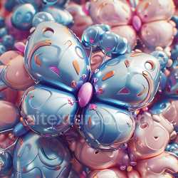 seamless Seamless 3D Inflated PBR Texture with Metallic Blue and Pink Butterfly Motifs texture 8k free download PBR